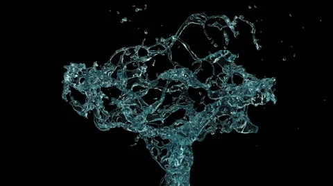 Abstract splash of turquoise water in slow motion, isolated on black (FULL HD) Stock Footage 48772472