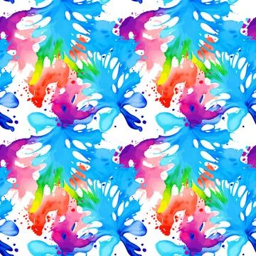 Abstract splash watercolor seamless pattern. Stock Illustration