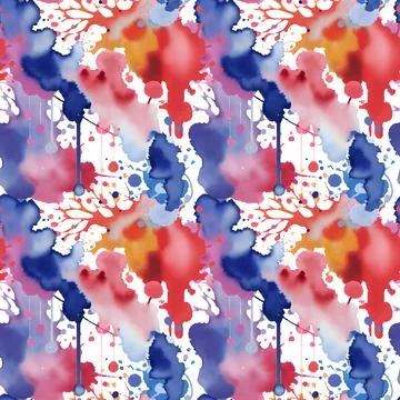 Abstract splash watercolor seamless pattern. Stock Illustration