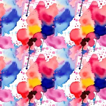 Abstract splash watercolor seamless pattern. Stock Illustration