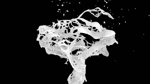 Abstract splash of white paint in slow motion, alpha channel included (FULL HD) Video stock 48509402