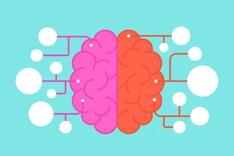 Abstract Split Brain Design with Interconnected Neural Bubbles Illustrazione stock