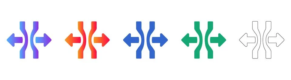 Abstract Split Pathway Directional Icons Stock Illustration