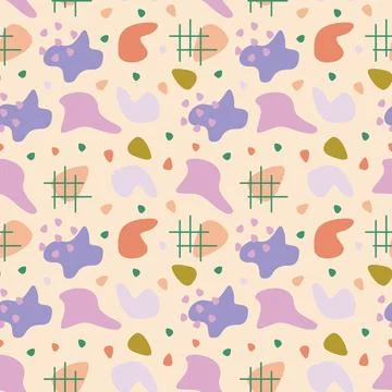 Abstract spot and doodle pattern, decorative background for textile Stock Illustration
