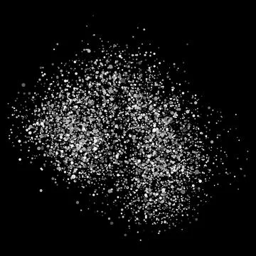 An abstract spot of white dust, glitter, particles, or paint splashes on a black Stock Illustration
