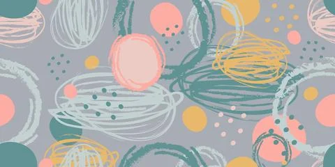 Abstract spots and dots seamless pattern vector background Illustrazione stock