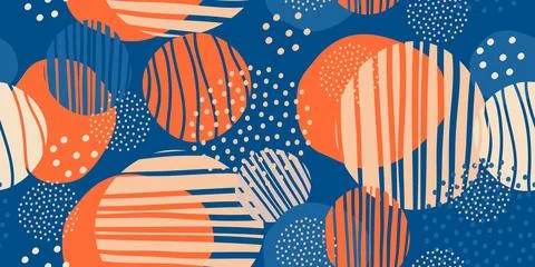 Abstract spots and dots vector seamless pattern red and blue Stock Illustration