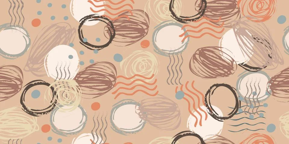 Abstract spots and dots vector seamless pattern Stock Illustration