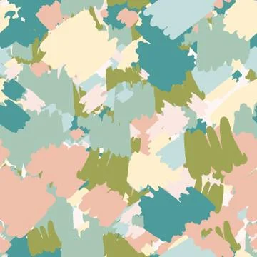 Abstract spots seamless pattern. Stylized creative shapes in pink, blue and g Stock Illustration