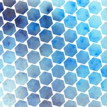Abstract spotted hexagonal texture with blue particles. Fantasy fractal desig Stock Illustration