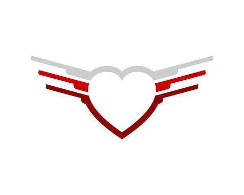 Abstract spread wing with love shape inside Stock Illustration