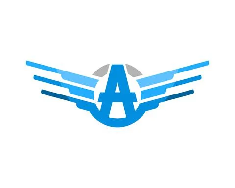 Abstract spread wings with A letter initial inside Stock Illustration