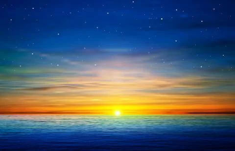 Abstract spring background with golden sunrise Ilustração Stock