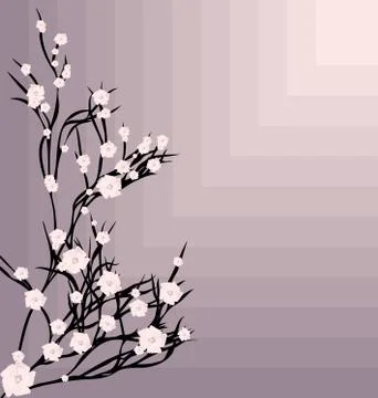Abstract spring background tree and pink flowers Stock Illustration