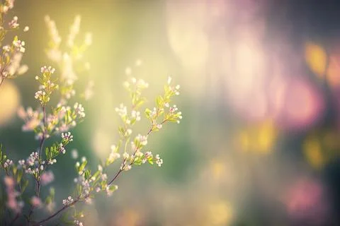 Abstract spring blurred background with flowers made with Generative AI. Stock Illustration