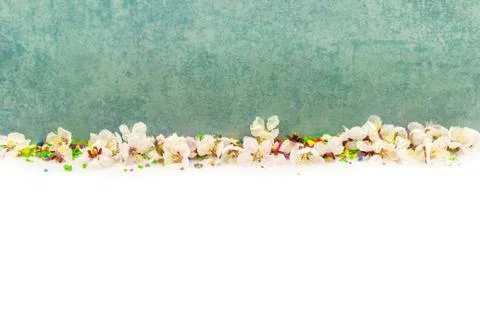 Abstract spring border background with blossom Stock Photos