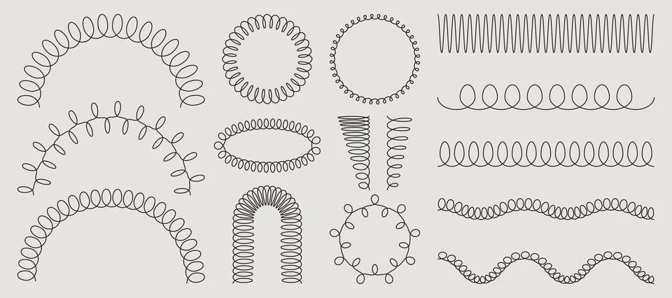 Abstract spring coil shapes set イラスト素材