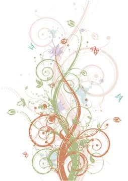 Abstract spring decorative floral over white background, vector illustration Stock Illustration