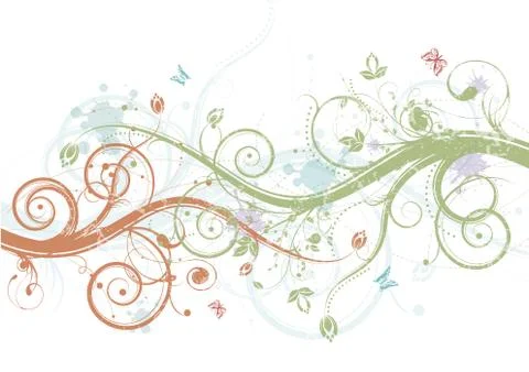 Abstract spring decorative floral over white background, vector illustration Stock Illustration