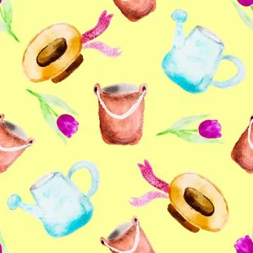 Abstract spring floral seamless pattern with flowers. Bright colors, tulip Stock Illustration