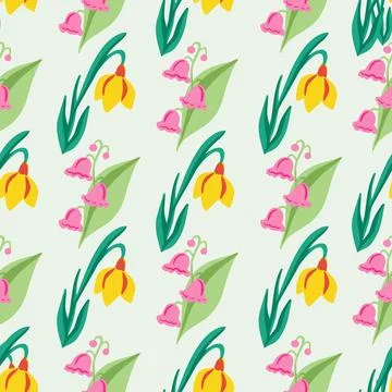 Abstract spring florals vector repeat pattern Stock Illustration