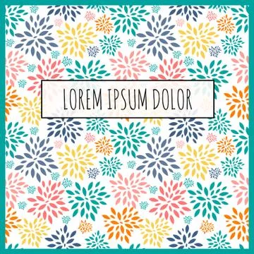 Abstract Spring Flower Pattern with Frame and Sample Text. Vector Illustratio Illustrazione stock