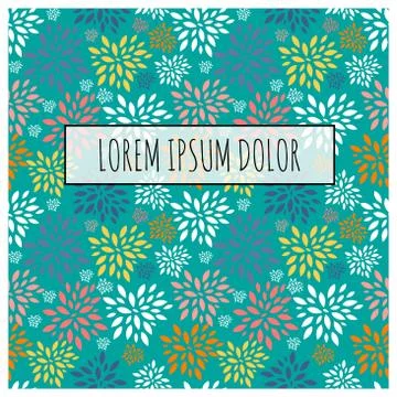 Abstract Spring Flower Pattern with Frame and Sample Text. Vector Illustratio Illustrazione stock