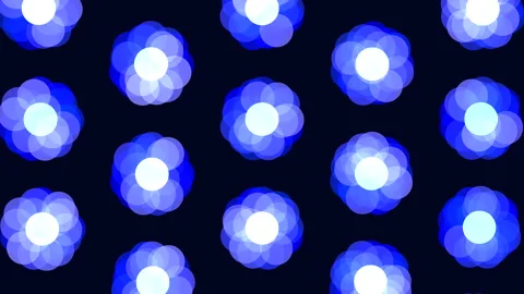 Abstract spring flowers pattern in rows on black gradient Stock Footage 235827161