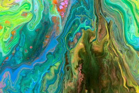 Abstract spring green wave mix ink texture. Illustrazione stock