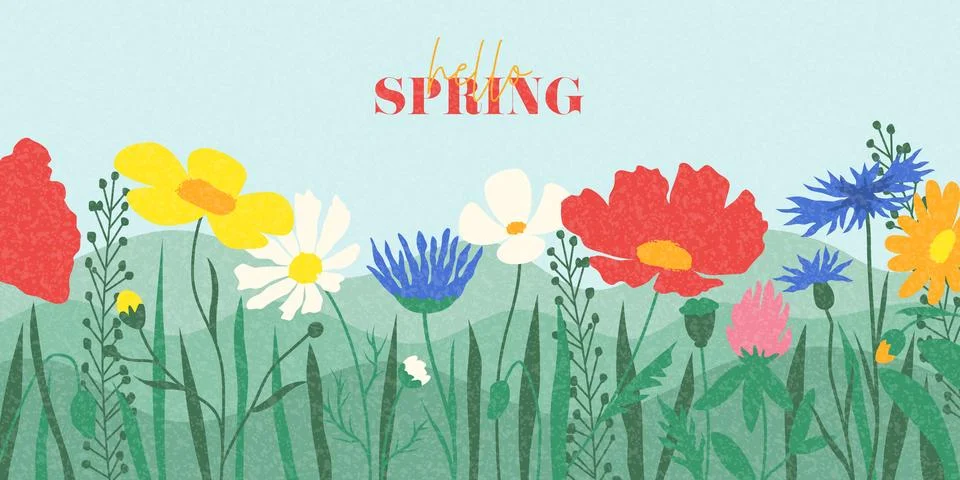Abstract Spring horizontal banner Stock Illustration