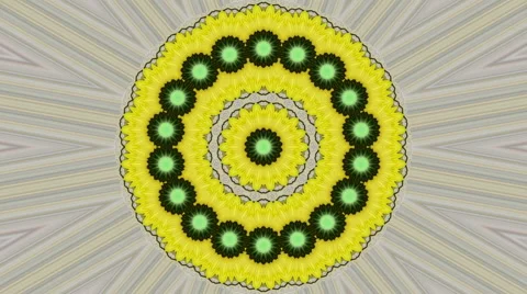 Abstract spring kaleidoscopic animation of yellow flower on gray background. Vidéo 48127920