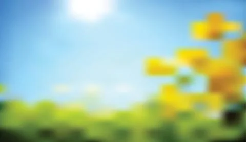 Abstract spring nature background with vibrant green grass and yellow flowers Stock Illustration