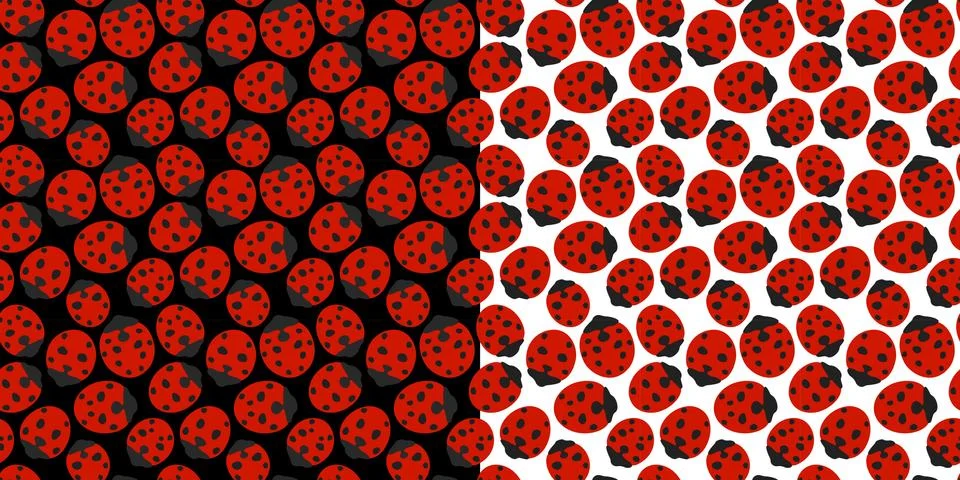 Abstract Spring Or Summer Seamless Pattern Background With Ladybugs Textile Stock Illustration