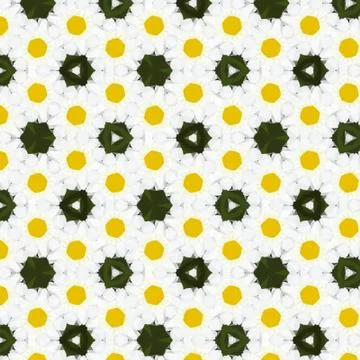 Abstract spring pattern with daisies, triangle camomiles, effect paper flower Illustrazione stock