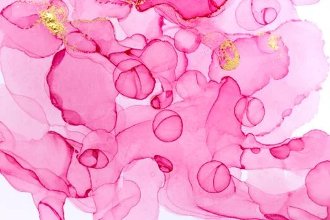 Abstract spring pink peony background. Pink and gold watercolor pattern. Stock Illustration