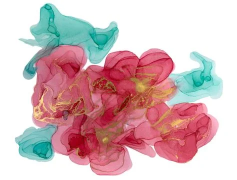 Abstract spring pink peony background. Pink and gold watercolor pattern. Illustrazione stock