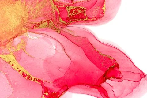 Abstract spring pink peony background. Pink and gold watercolor pattern. Stock Illustration
