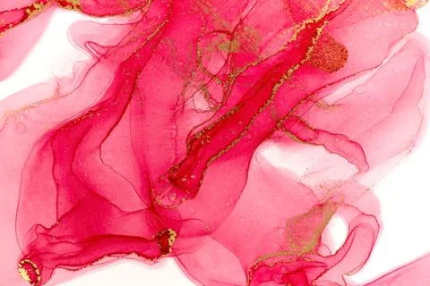 Abstract spring pink peony background. Pink and gold watercolor pattern. Stock Illustration