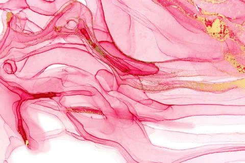 Abstract spring pink peony background. Pink and gold watercolor pattern. Stock Illustration