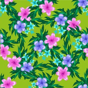 Abstract Spring Seamless pattern with floral green background Stock Illustration