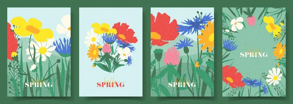 Abstract Spring set of cards Stock Illustration