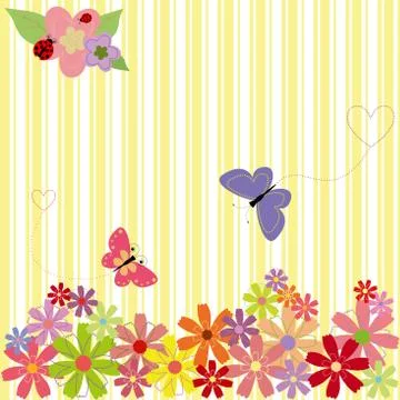 Abstract springtime flower with butterfly Illustrazione stock