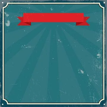 Abstract square background turquoise color retro style and red ribbon print.. Stock Illustration