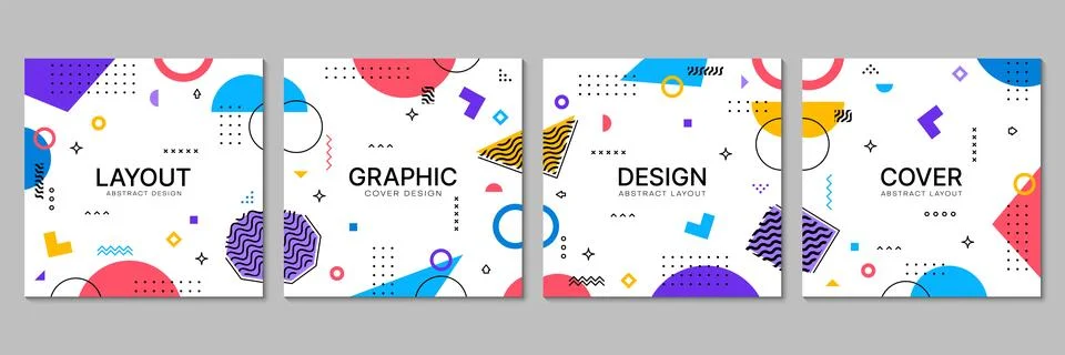 Abstract square banners with memphis patterns 스톡 일러스트