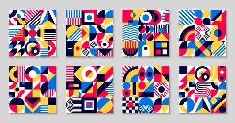Abstract square bauhaus geometric vector pattern Stockillustratie