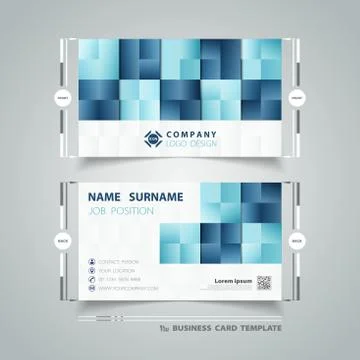 Abstract square blue colors pattern tech design business name card. Stock Illustration