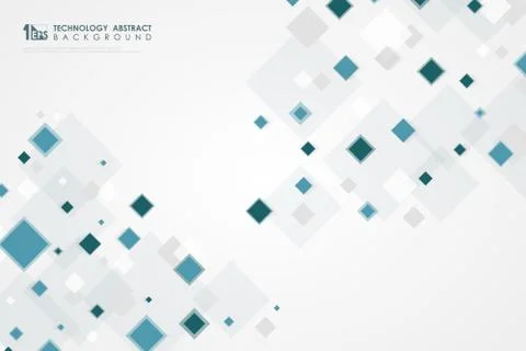 Abstract square blue pattern design of high technology dimension background. Stock Illustration