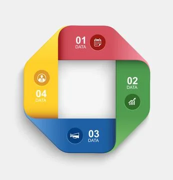 Abstract square business data infographic design with four colorful steps. Stock-Illustration