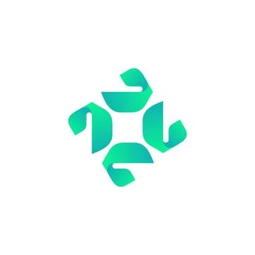 Abstract square cycle logo twisted green vector design Stock Illustration