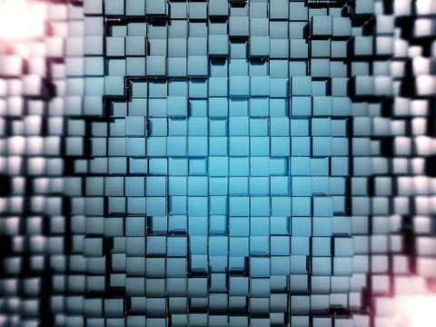 Abstract square dark background. 3D Stock Illustration